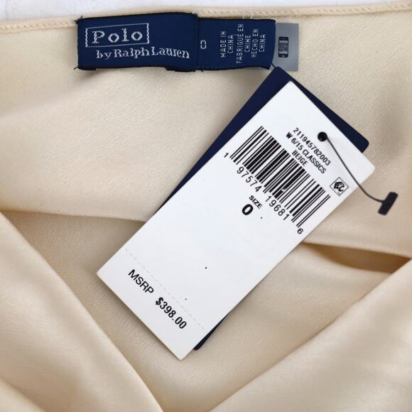 Polo Ralph Lauren Women Beige Satin V-neck Spaghetti Midi Slip Dress Size US 0 - Picture 9 of 10